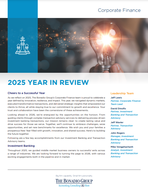 Corporate Finance 2025 Year in Review